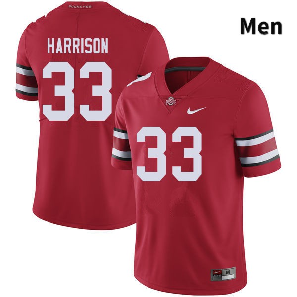 Men's Ohio State Buckeyes #33 Zach Harrison Red Authentic College Stitched Football Jersey 23TA044OO